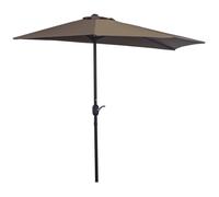 Demi-parasol de Balcon Mural 2,7m - Parasol de Jardin Demi-Lune Marron - 5 Baleines en Acier - T1008-01-11489