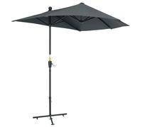 Demi-parasol de Balcon Semicirculaire avec Manivelle 200x190x240 cm - Toile Anti-UV en Polyester et Mât en Acier - Gris