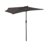 Demi-parasol de Jardin 2,7 m - Parasol de Balcon Demi-lune avec 5 Baleines en Acier - Gris