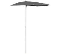 Demi-parasol de jardin avec mât 180x90 cm anthracite