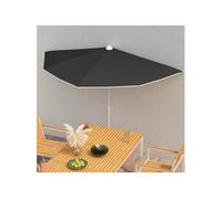 vidaXL Demi-parasol de jardin avec mât 180x90 cm Noir Anti-UV Anti-décoloration