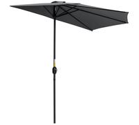Demi parasol - Outsunny - 5 entretoises métal - cheminée incluse - toile en polyester haute densité - 2,93 x 1,5 x 2,49 m - gris