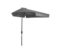 Demi parasol - parasol de balcon 5 entretoises métal dim. 2,3L x 1,3l x 2,49H m polyester haute densité gris