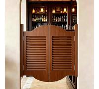 Demi-Porte de Séparation en Bois 70cm 90cm 102cm 130cm 160cm, Portes Cowboy Rustique avec Quincaillerie, Porte Battante Double pour Salle de Bain Intérieur(Brown,140x90 cm (WxH))