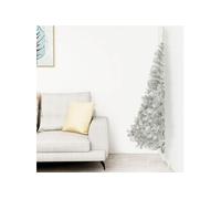 vidaXL Demi sapin de Noël avec support - Argenté 210 cm