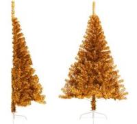 Demi sapin de Noël artificiel avec support doré 120 cm PET