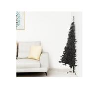 vidaXL Demi sapin de Noël artificiel avec support Noir 180 cm PVC 344677 Noir G