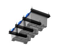 Demimy Lot de 4 supports de rangement pour garage, support de poubelle robuste à montage au plafond pour bacs de rangement fourre-tout de 2 à 90 litres, rails en métal noir de 43,2 cm pour système