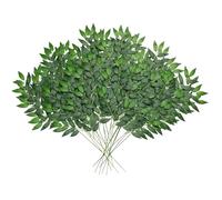 DEMIUKO Lot de 24 Tiges Ruscus Italiennes Plantes Artificielles Branches de Verdure Feuilles de Saule Guirlande Suspendu Feuillage Brindille pour Centre de Table Arc Bouquet de Mariage Maison Décor