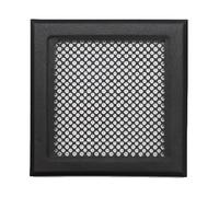 DEMLOU - Grille d’Aération Acier Noir Perforée 18 x 18 cm. | RAL 9005 - format carré - diffuseur de chaleur - revêtement poudré - mur cheminée insert