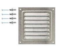 DEMLOU Grille de Ventilation Acier 12,5 x 12,5 cm avec Filet. | Format carré compact - maille anti-insectes - acier galvanisé - mur façade conduit - intérieur extérieur abrité