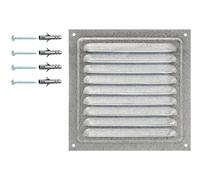 DEMLOU Grille de Ventilation Acier 15 x 15 cm avec Filet. | Format carré compact - maille anti-insectes - acier galvanisé - mur façade conduit - intérieur extérieur abrité