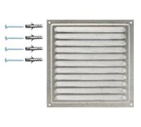 DEMLOU Grille de Ventilation Acier 20 x 20 cm avec Filet. | Format carré polyvalent - maille anti-insectes - acier galvanisé - mur façade conduit - intérieur extérieur abrité