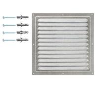 DEMLOU Grille de Ventilation Acier 25 x 25 cm avec Filet. | Format carré large - maille anti-insectes - acier galvanisé - mur façade conduit - intérieur extérieur abrité
