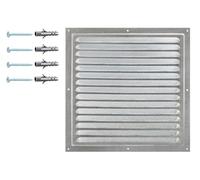 DEMLOU Grille de Ventilation Acier 30 x 30 cm avec Filet. | Grand format carré - maille anti-insectes - acier galvanisé - mur façade conduit - intérieur extérieur abrité