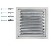 DEMLOU Grille de Ventilation Aluminium 15 x 15 cm avec Filet. | Format carré compact - finition naturelle - maille anti-insectes - mur façade conduit
