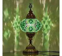 DEMMEX - Lampe de table en mosaïque turque marocaine avec globe de 17,8 cm, fabriquée à la main dans le style Tiffany en verre coloré, lampe de chevet, de bureau et de table, décoration artisanale