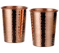 DEMMEX Lot de 2 gobelets en cuivre pur de 1 mm d'épaisseur, non doublés, non revêtu, en cuivre martelé, faits à la main, grand format de 532 ml