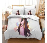 Demon Slayer Housse De Couette D Imprimé Kamado Nezuko- Parure De Lit Microfibreavec Fermeture Éclair Housse Couette Imprimé Avec Taies D'oreiller Kin