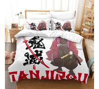 Demon Slayer Japanese Manga Impression En D Sets De Housse Couette En Microfibre Touch¿¿ Ultra Doux Parure De Lit Personnes Avec Housse De Couette Avec