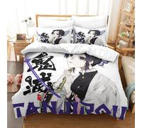 Demon Slayer Japanese Manga Impression En D Sets De Housse Couette En Microfibre Touch¿¿ Ultra Doux Parure De Lit Personnes Avec Housse De Couette Avec
