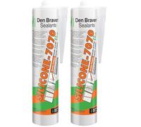 Den Braven - Silicone 7070 + Blanc - Mastic Silicone Neutre Bâtiment et Miroiterie - Joints de Dilatation des Constructions et Des joints de Vitrages - Cartouche de 300ml (Lot de 2)