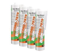 Den Braven SILICONE 7070 PLUS RAL 7016 - Gris anthracite - Mastic Silicone Neutre Alcoxy Monocomposant pour le Bâtiment - Cartouche de 300ml (Lot de 4)