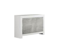 DENAE - Buffet 2 Portes L112cm Laqué Blanc Brillant et Gris Marbré - LM_MOBILI
