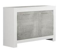 DENAE - Buffet 2 Portes L112cm Laqué Blanc Brillant et Gris Marbré - LM_MOBILI Gris G