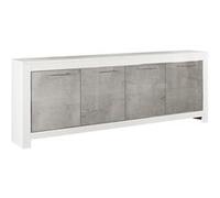 DENAE - Buffet 4 Portes L207cm Laqué Blanc Brillant et Gris Marbré - LM_MOBILI Gris G