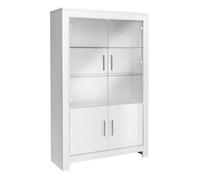 Vitrine 4 Portes Laquée Blanc Brillant avec Eclairage Led - DENAE - ALTOBUY Blanc G