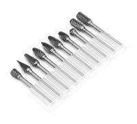Denash Fraise Rotative en Carbure de Tungstène, 10 Pièces, 1/8 Pouce, | Kit de fraises en carbure, avec 10 formes assorties, pour graver, meuler, sculpter le bois, le métal et les projets de