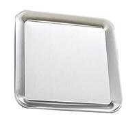 Denash Plateau de Service en Acier Inoxydable, Plateau carré, Assiette de Barbecue pour Fête, de Cuisine de Couleur Argentée pour Recevoir à la Maison (L)