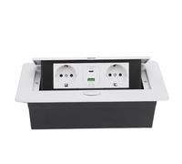 Denash Prise de Courant Encastrable pour Bureau, Hub USB Type C 2 Ports, 1 | Prise de comptoir étanche en acier inoxydable, finition blanc mat pour bureau de salle de conférence