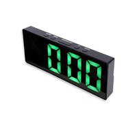 Denash Réveil Miroir LED, Horloge Numérique de 6,25 Pouces avec luminosité Réglable, Batterie de Secours, Double Alarme, Fonction Snooze, pour Chambre à Coucher, Bureau (Cadre Noir - Feu Vert)