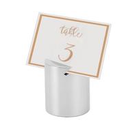 Denash Support de Marque-place en Métal, en Acier Inoxydable avec Base Lestée, Porte-cartes de Numéro de Table élégant pour Restaurant et événements de Fête de Mariage (Cylindrique)