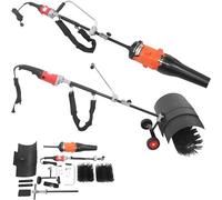 Déneigeuse électrique 2-en-1, déneigeuse électrique manuelle et balai, aspirateur de feuilles électrique pour l'extérieur, balai motorisé portable, appareil de déneigement (noir + rouge + orange)