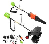 Déneigeuse électrique 2-en-1, déneigeuse électrique manuelle et balai-déneigeuse, aspirateur de feuilles électrique pour l'extérieur, balai motorisé portable, matériel de déneigement (noir + vert + or