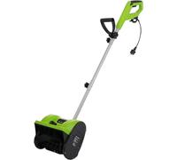 Déneigeuse électrique avec une vitesse de 3500 tr/min, une largeur de travail de 30 cm, une portée de 8 mètres et une capacité de déneigement de 15 cm. Déneigeuses électriques filaires, légères et per