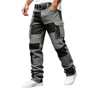 DENGJIAMY Pantalon de travail décontracté pour homme, coupe droite, pantalon tendance à bas ouvert pour homme, randonnée, jogging cargo, gris, S
