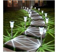 DenicMic Lot de 10 lampes solaires d'extérieur étanches à LED blanc froid 6000 K en acier inoxydable pour cour, allée, jardin, allée, paysage, allée
