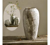 Denique Grand vase rustique en céramique Décoration de ferme vintage, grands vases en terre cuite pour salon, entrée, centre de table, poterie en terre cuite (C-35 cm)