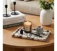 Denique Plateau en marbre Naturel pour comptoir de Salle de Bain, Plateau de Rangement en Pierre pour décoration d'intérieur, 30,5 x 20,3 cm, véritable Plateau de Salle de Bain en marbre Calacatta