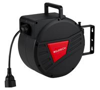 Denki 15 - Enrouleur de câble électrique mural automatique 15 m pour intérieur et extérieur 250V Prise Schuko en polypropylène noir