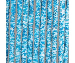 Denl Moustiquaire Rideau de porte Chenille Blanc/Bleu Mix 90x220cm Haute qualité Lavable Adaptable