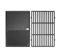 Denmay 7638 Grille de cuisson et plaque de cuisson 44,5 cm pour Weber Spirit I & II 300 Series (avec boutons de brûleur avant), en fonte et plaque de cuisson de rechange pour Weber Spirit E310, E320