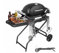 Denmay Chariot de barbecue portable avec roue pour Weber Q1200, Q1000, Q2200, Q2000, pour plaques de barbecue Blackstone 43 cm 56 cm, pliable, support de barbecue pour l'extérieur