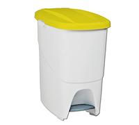 Denox Poubelle à pédale Blanc 25 L (39,3 x 27 x 42 cm)