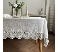 Dentelle Nappes Nappe en Coton brodé de Fleurs en Dentelle Blanche française for décoration de fête de Mariage Nappe de Table Luxueuse (Color : Lace Tablecloth, Size : 130x160cm)