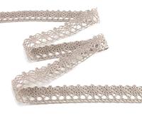 Dentelle taupe - 3 m x 15 mm - Dentelle en coton - Gris et marron - Ruban décoratif - Dentelle au crochet - Vintage - Ruban cadeau de mariage
